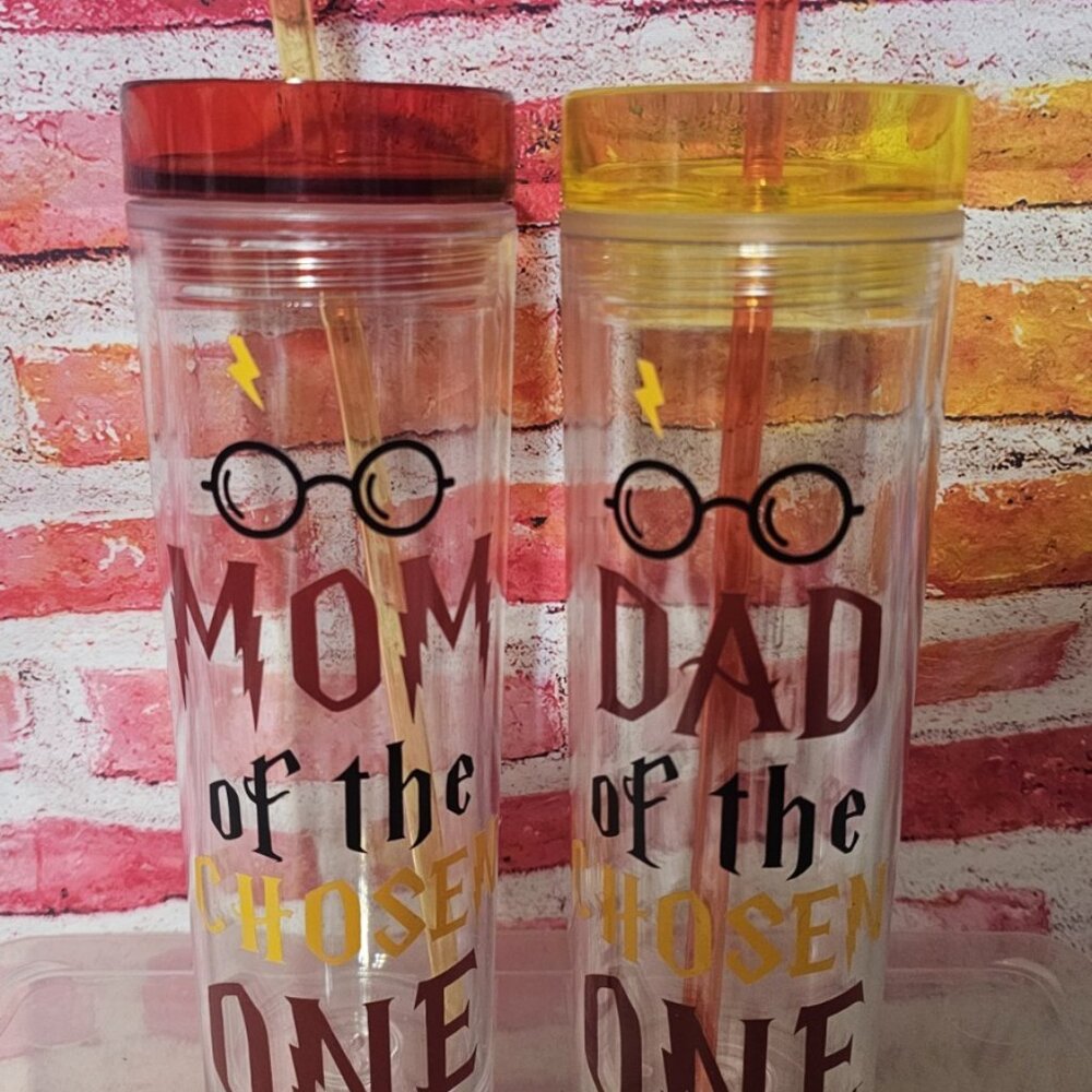 Harry Potter Mom & Dad Strata Skinny Tumbler with Lid and Straw 16Oz